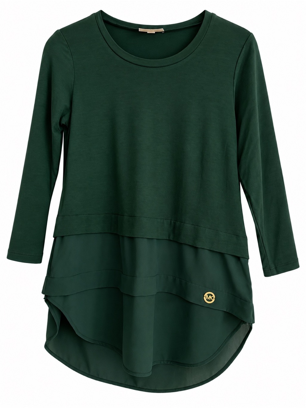 Michael Kors Dark Green Layered Long Sleeve Top